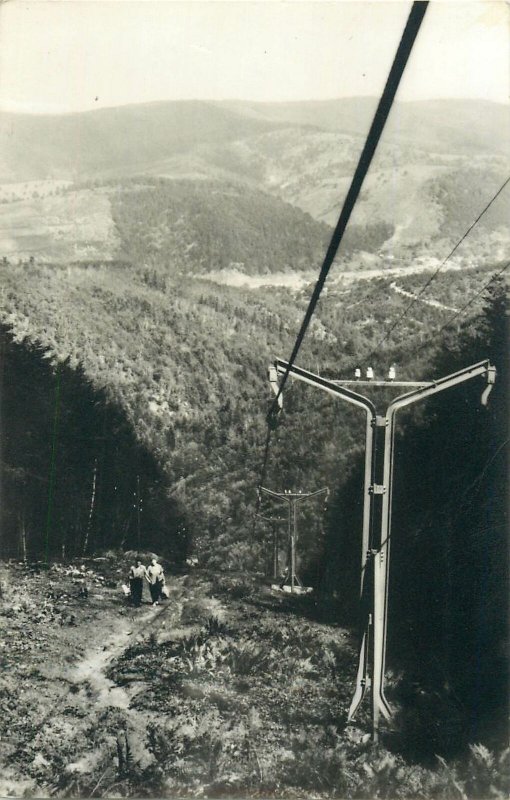 Postcard Romania Semenic mountain teleferique butterfly stamp