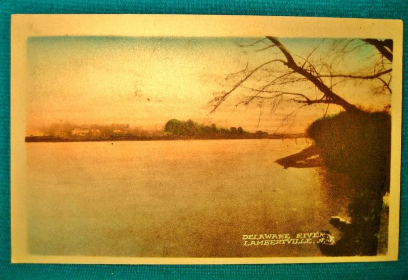 1915-30 Lambertville NJ Hand Color Delaware River View New Jersey Nomis NY RARE 