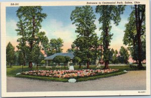 postcard Salem, Ohio - Entrance to Centennial Park