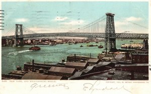 Vintage Postcard 1905 New York And Williamsburg Suspension Bridge New York City