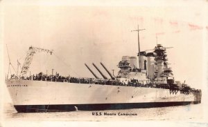 RPPC USS NORTH CAROLINA SHIP MILITARY REAL PHOTO POSTCARD (c. 1940s)