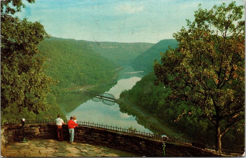 New River Canyon Hawks Nest State Park US Rte 60 Ansted WV Postcard PM Lewisburg 