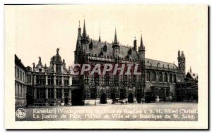 Postcard Modern Bruges Justice Peace Town Hall and St basiliue Blood