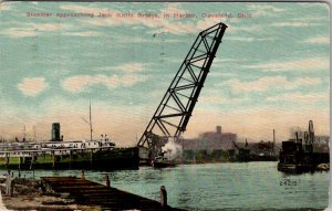 Cleveland OH Steamer  Jack Knife Bridge Harbor 1912 to Bowlby WV Postcard W18