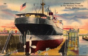 Alabama Mobile Ocean Going Vessel In The Alabama Dry Docks 1945