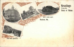 Rockland ME Lighthouse Samoset Multi-View c1905 Private Mailing Card PC