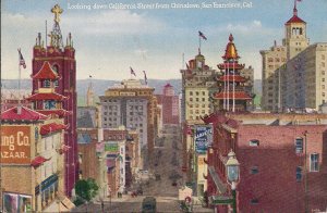 San Francisco CA Chinatown, View of California St., Buildings 1910's