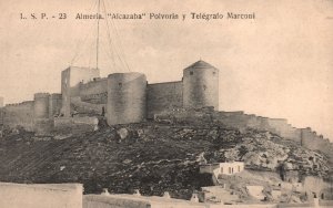 Vintage Postcard Alcazaba Polvorin y Telegrafo Marconi Museum Almeria Spain