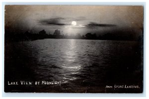 Moonlight Night Lyons Landing Lakeview Ohio OH Real Photo RPPC Postcard (HH5)