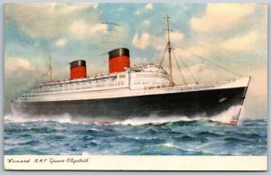 Vtg RMS Queen Elizabeth Ocean Liner Passenger Ship Cunard-White Star Postcard