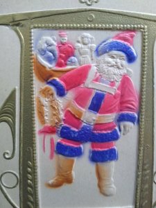 Santa Vintage Postcard Raised Image 3-D Art Christmas Embossed Antique Original