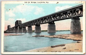 Louisville Kentucky KY, 1934 14th Street Metal Bridge, Over River, Postcard