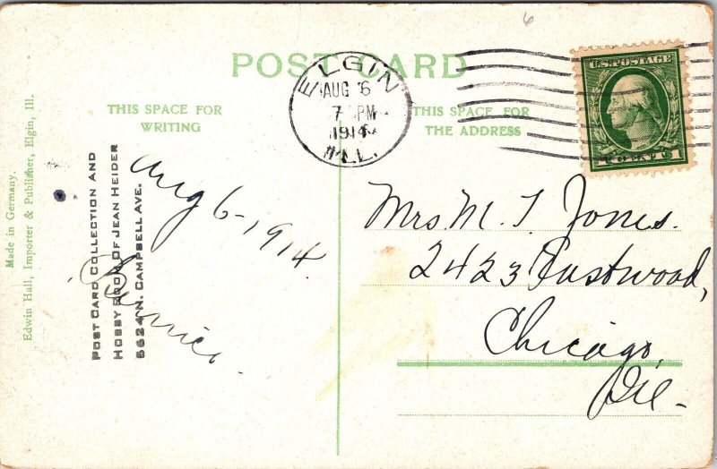 Postcard United States Post Office in Elgin, Illinois