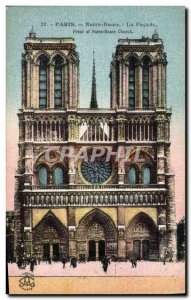 Old Postcard Notre Dame Paris The Facade