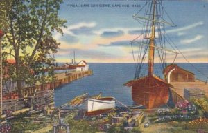 Massachusetts Cape Cod Typical Waterfront Scene 1937