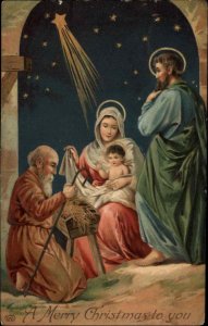 EAS Christmas Nativity Mary Joseph Baby Jesus Christ c1910 Postcard
