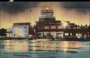 Richmond Virginia VA Airport Linen 1930s-50s Linen Postcard