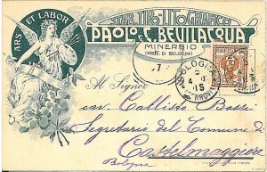 Vintage postcard BOLOGNA province: MINERBIO - ADVERTISING 1907-