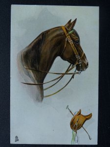 Horses MAN'S BEST FRIEND Saddle & Crop - Old Postcard by Raphael Tuck 8148