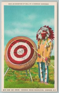 Cherokee North Carolina~Cherokee Bow & Arrow Marksman~Vintage Postcard