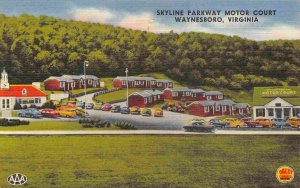 Skyline Parkway Motor Court Motel Waynesboro Virginia linen postcard