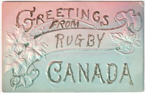 Airbrush Greetings From Canada, Embossed Maple Leaves, Antique Stedman Postcard