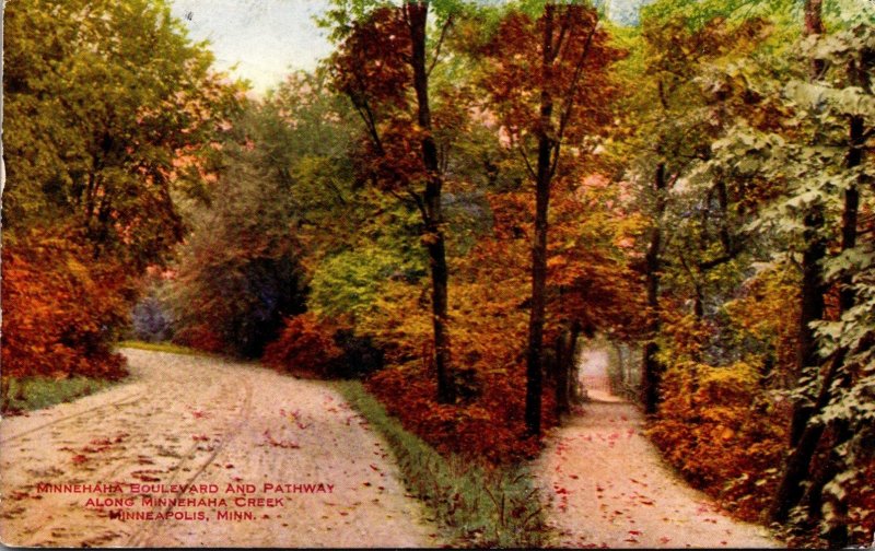 Minnesota Minneapolis Minnehaha Boulevard and Pathway Along Minnehaha Creek 1910