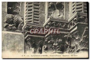 Old Postcard The Cathedral of Rouen Portal Saint Etienne Capitals Lion
