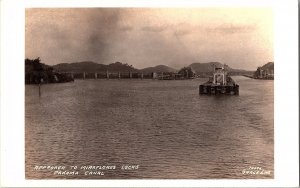 RPPC Postcard Panama Canal Miraflores Locks c1950