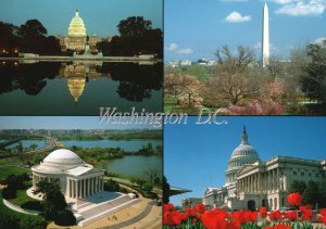 Vintage Postcard View Capitol Bldg. Monument Jefferson Memorial Washington D.C.