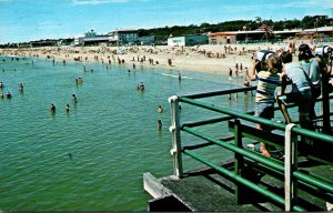 Maine Old Orchard Beach View Of Amusement Park and Beach From Pier