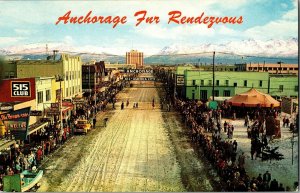 Fur Rendezvous, Fourth Avenue Anchorage AK c1967 Vintage Postcard H72