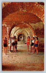 Women At Fort Morgan in Baldwin County Alabama Vintage Postcard 0814