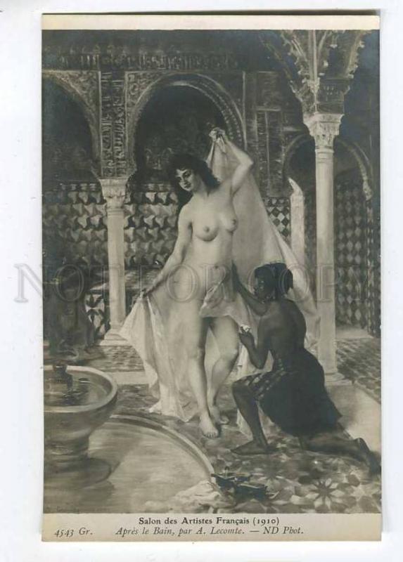 257476 Nude SLAVE Female HAREM Black by LECOMTE vintage SALON