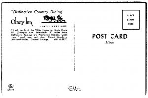 Olney Inn  Maryland  Postcard