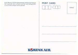 Korean Air Lines Boeing 747 Airplane Postcard