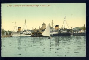 Victoria, British Columbia/BC Canada Postcard, CPR Docks, Parliament Buildings