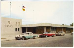 Carrizozo NM Lincoln County Courthouse Old Cars Postcard