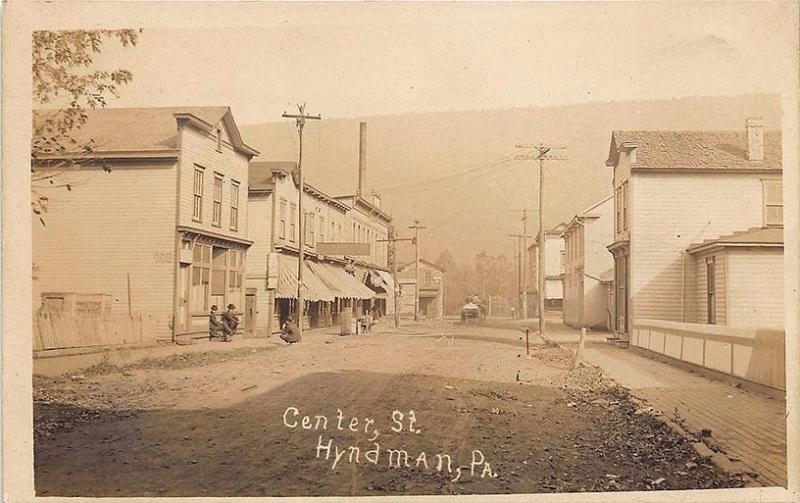 Hyndman PA Dirt Street Store Fronts General Store RPPC Real Photo