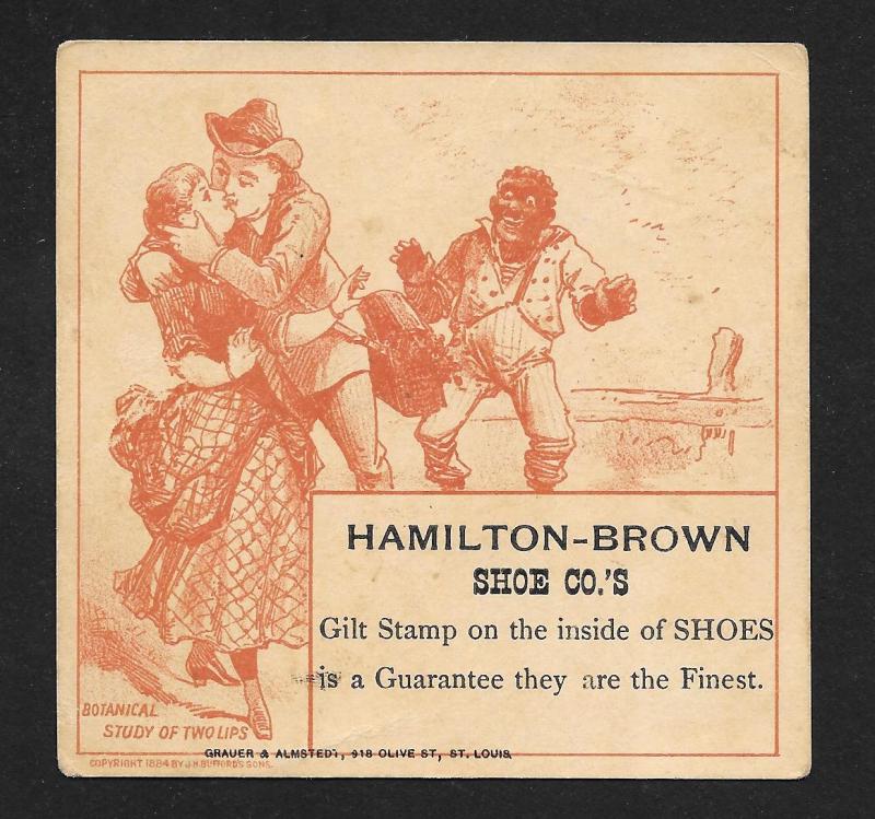 VICTORIAN TRADE CARD Hamilton-Brown Shoes 'Study of 2 Lips'