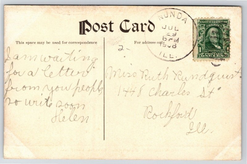 Crystal Lake Illinois~Path Through Village Square in Early Autumn~c1910 Postcard