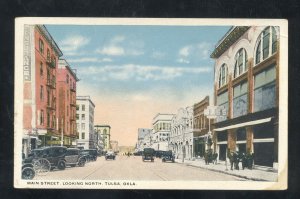 TULSA OKLAHOMA DOWNTOWN MAIN STREET SCENE OLD CARS VINTAGE POSTCARD