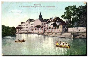 Old Postcard Czech Budweis Deutsches Staatsgymnasium put Hauptzollamt