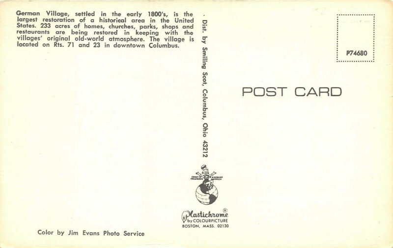 Columbus Ohio 1960s Postcard German Village