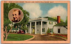 Postcard Home of Bing Crosby Toluca Lake North Hollywood California USA