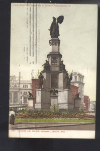 DETROIT MICHIGAN SOLDIERS AND SAILORS MONUMENT 1909 VINTAGE POSTCARD