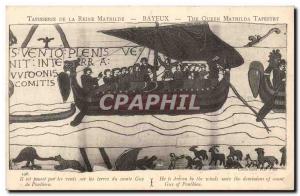 Bayeux Tapestry Old Postcard Queen Mathilde Harold pushed by the wind on the ...