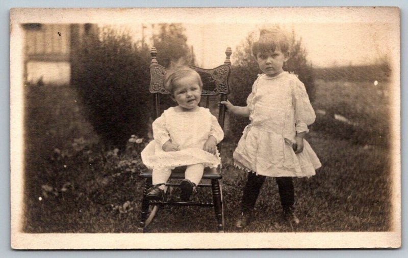 RPPC  Young Children on Farm  c1915   Postcard