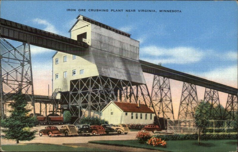 Iron Ore Crushing Plant Near Virginia MN Linen Postcard