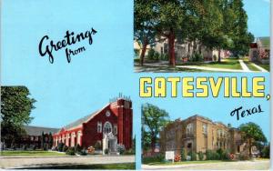 GATESVILLE, TX Texas  MULTIVIEW of CHURCHES  c1950s  Linen  Postcard